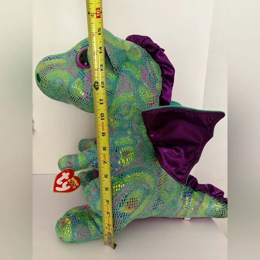 TY BEANIE BOOS CINDER the Multicolor Plush stuffed Dragon Size LARGE